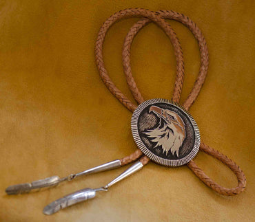 Carved Silver Eagle Bolo Tie