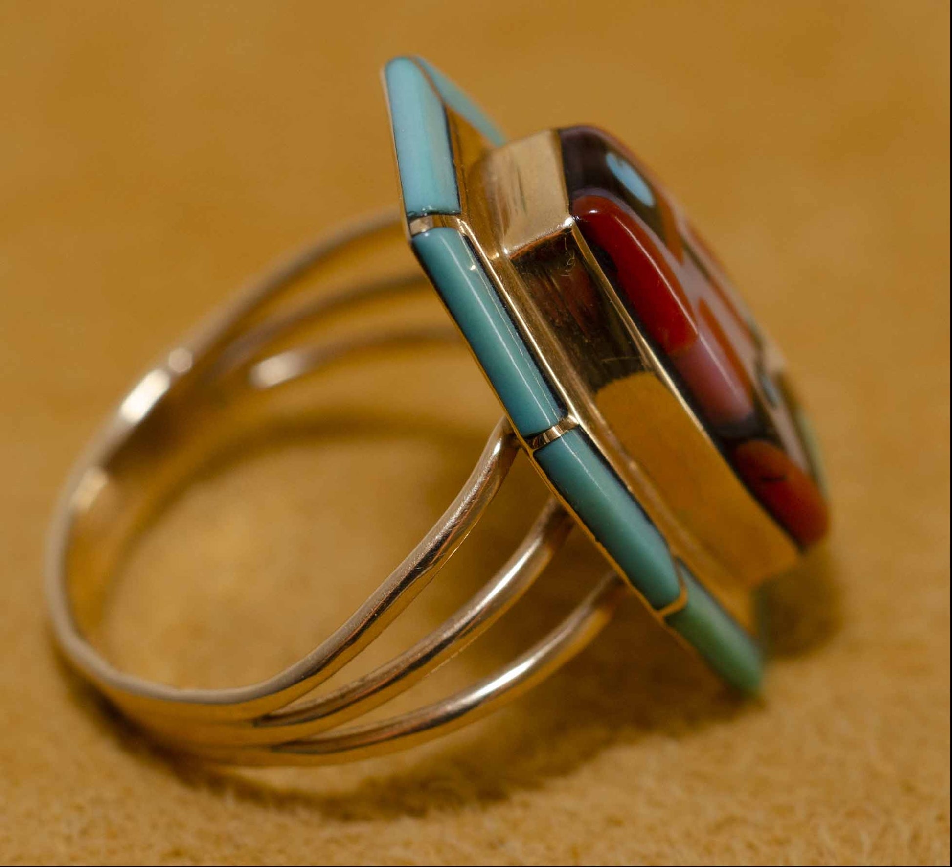 Vintage Gold  Zuni Inlay Ring