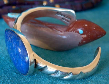 Native American Silver and Lapis Bracelet Jewelry by Albert Lee