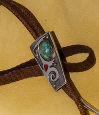 Edison Cummings Turquoise Gold and Silver Bolo Tie