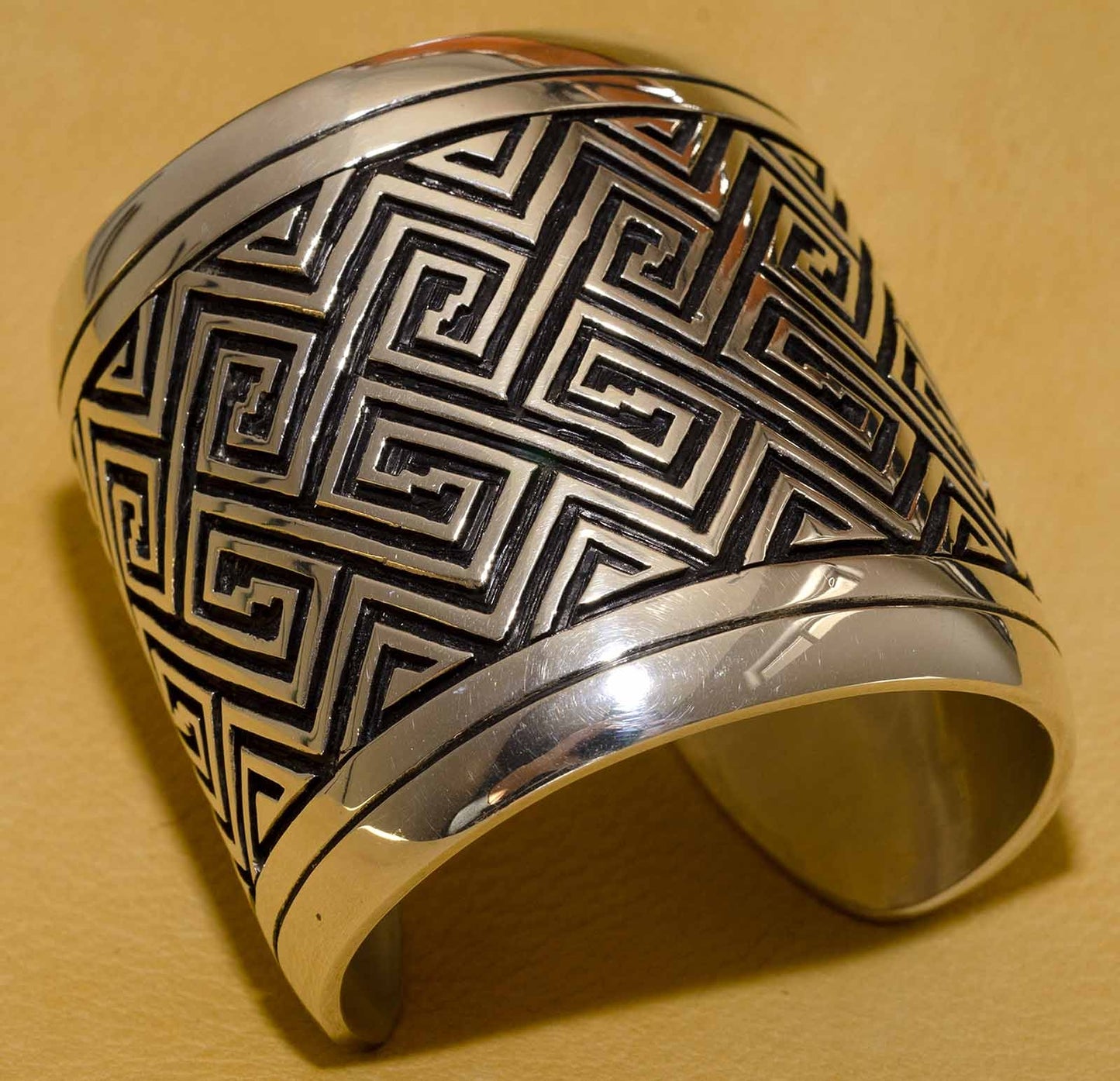 Hopi Overlay Maze Bracelet by Watson Honanie