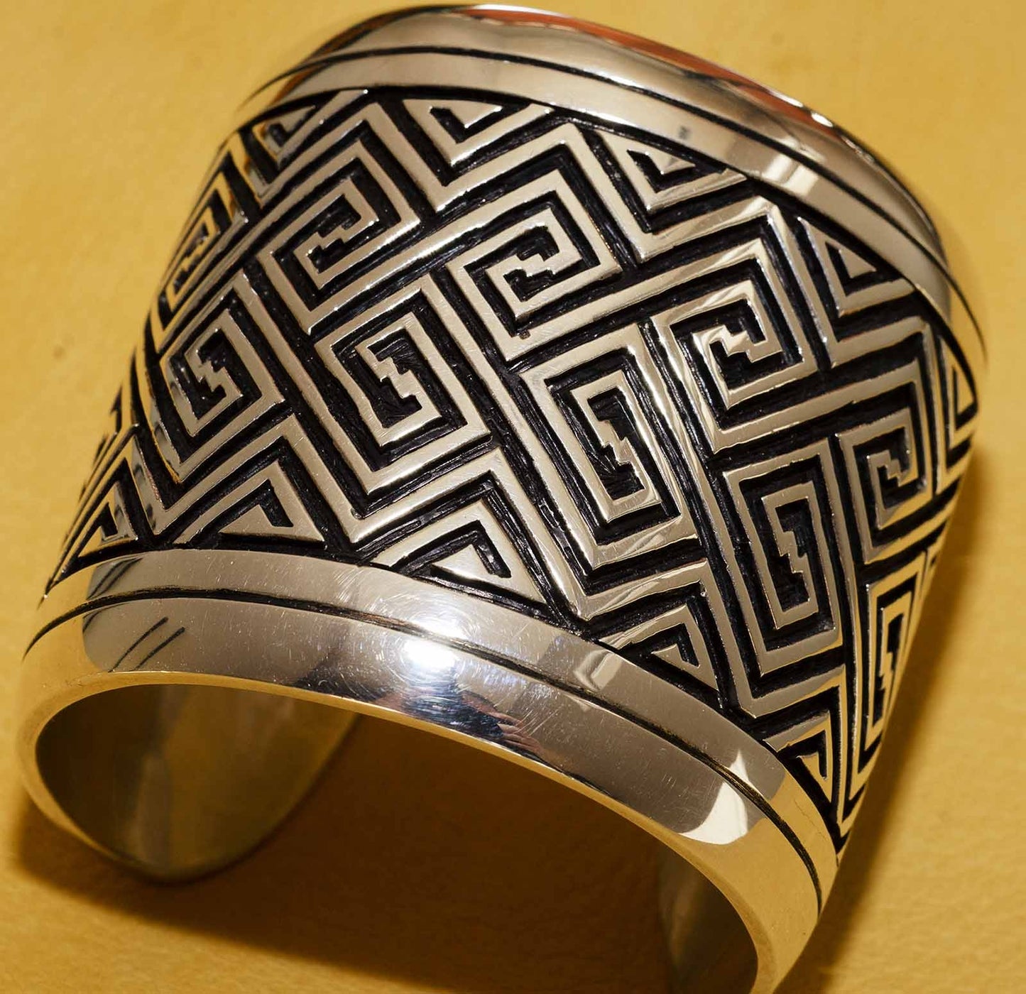 Hopi Overlay Maze Bracelet by Watson Honanie