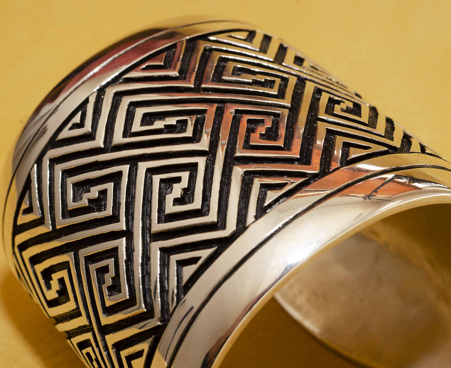 Hopi Overlay Maze Bracelet by Watson Honanie