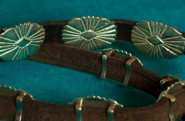 Native American Silver Concho Belt Jewelry by Al Joe