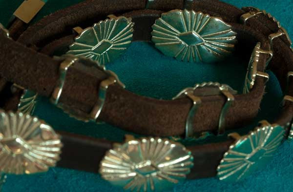 Native American Silver Concho Belt Jewelry by Al Joe
