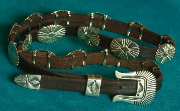 Native American Silver Concho Belt Jewelry by Al Joe
