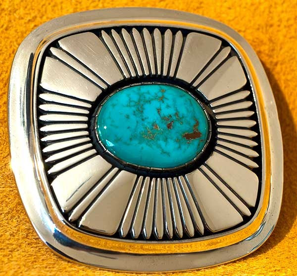 Turquoise and Silver Belt Buckle jewelry Al Joe