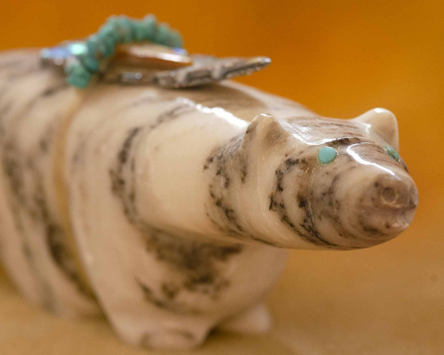 Delvin Leekya Zuni White Marble Wolf Fetish