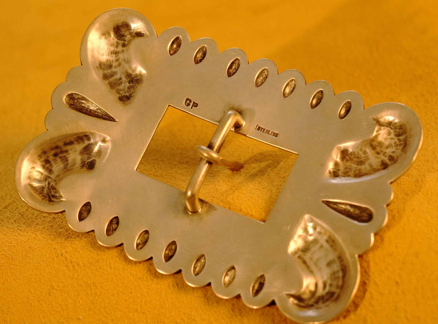 Clendon Pete Silver Repousse Belt Buckle