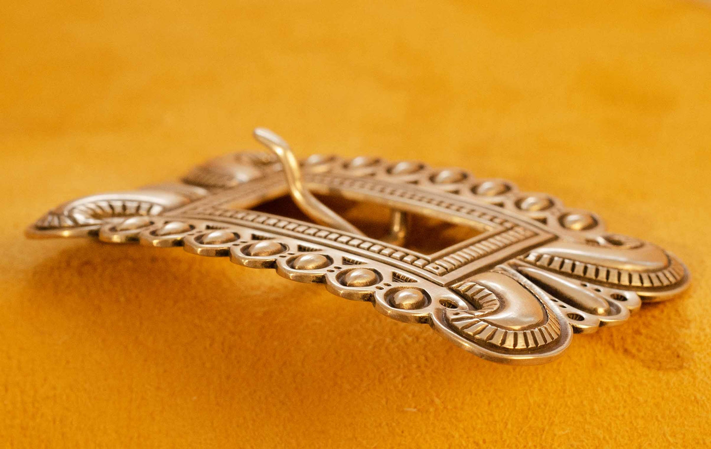 Clendon Pete Silver Repousse Belt Buckle