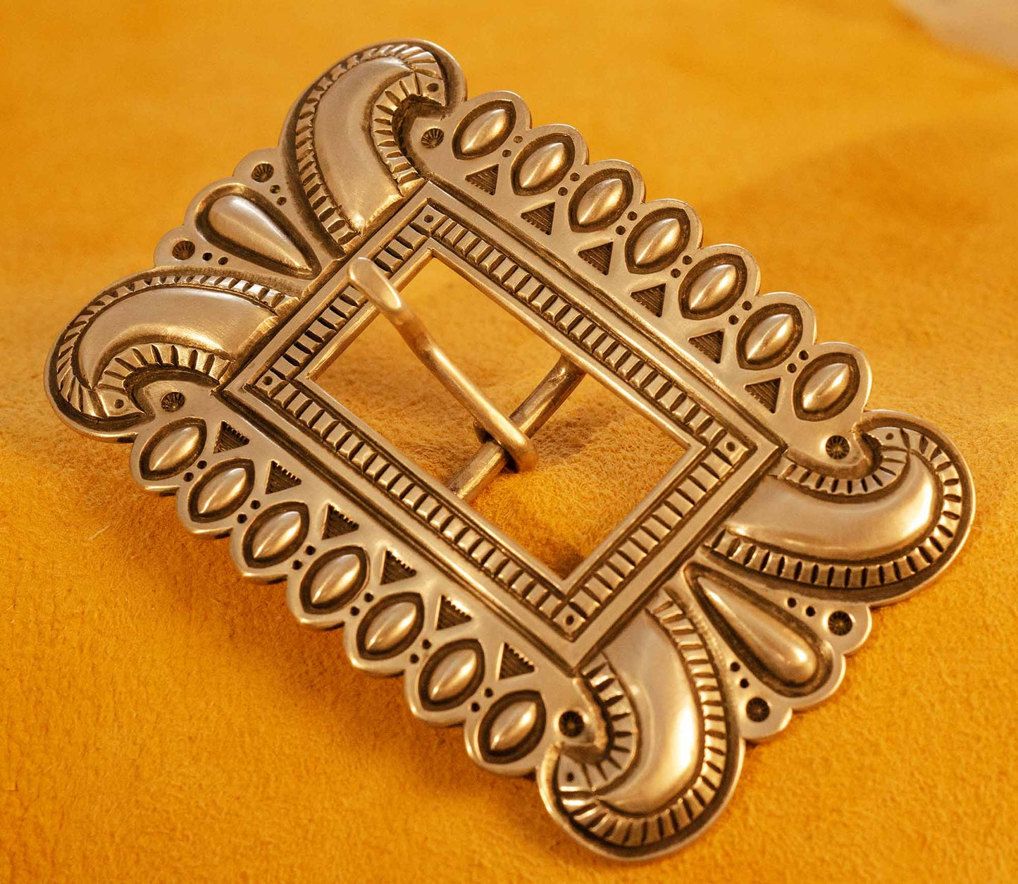 Clendon Pete Silver Repousse Belt Buckle