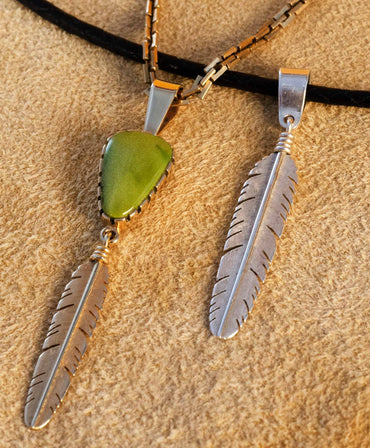 Boyd Tsosie Silver Feather Pendant