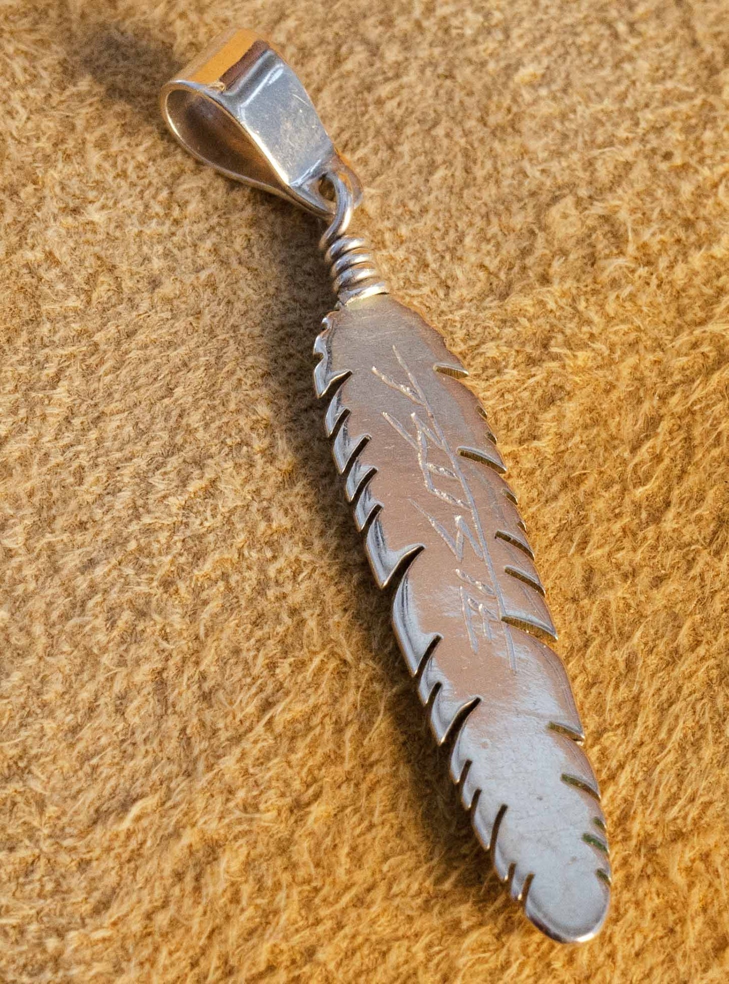 Boyd Tsosie Silver Feather Pendant