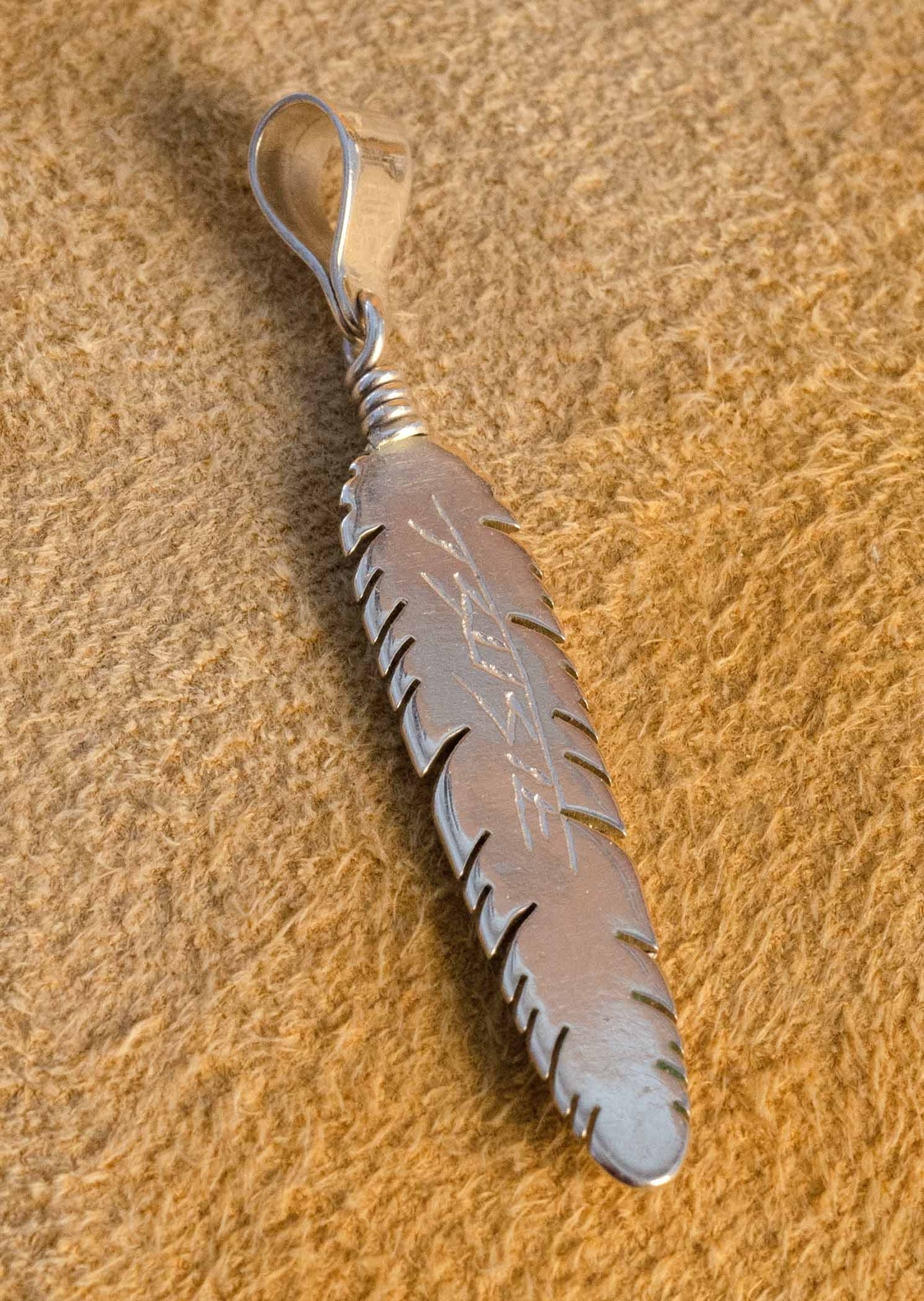 Boyd Tsosie Silver Feather Pendant