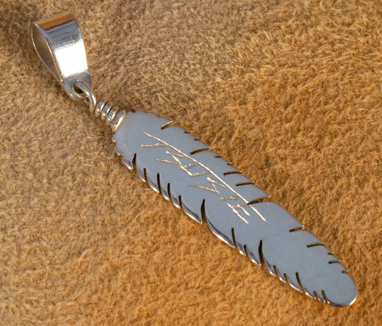 Boyd Tsosie Silver Feather Pendant