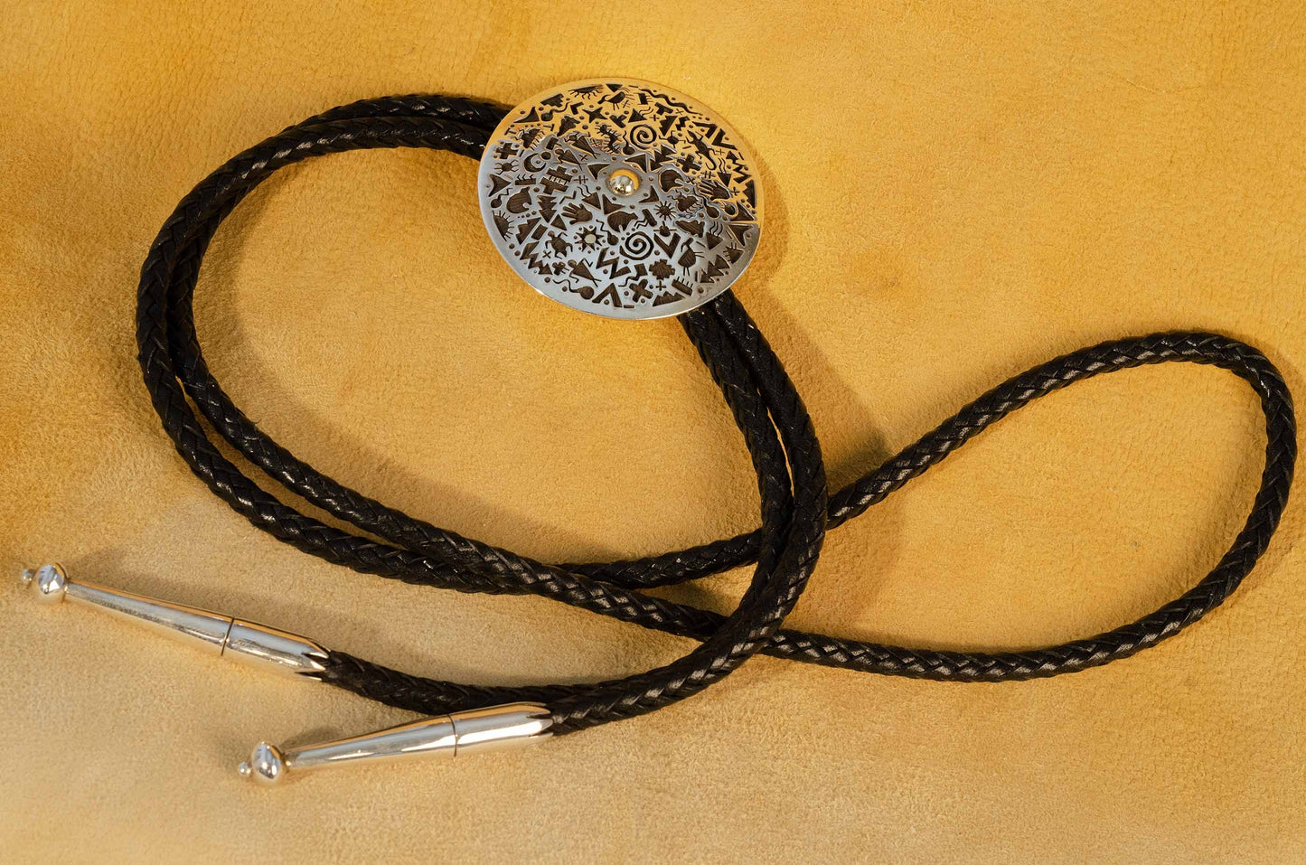 Kee Yazzie Handmade Silver and Gold Bolo Tie