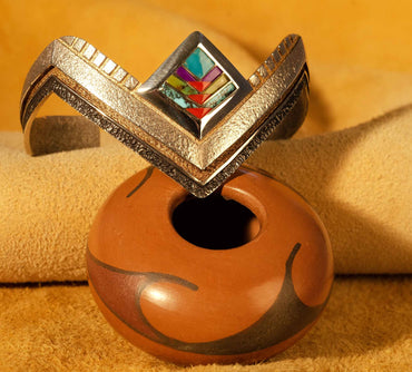 Ed Charlie Silver and Turquoise Bracelet