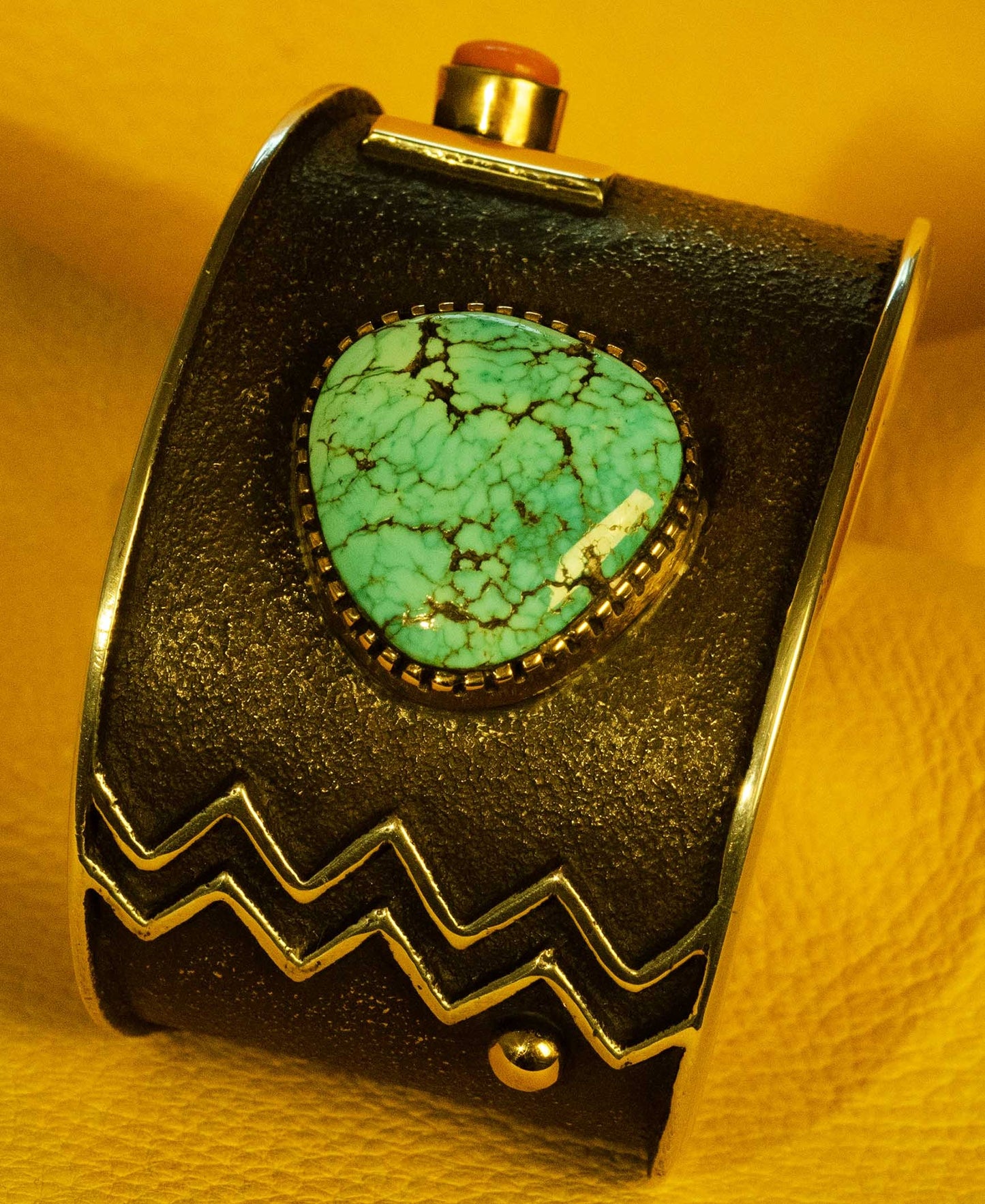 Edison Cummings Turquoise, Silver and Gold Bracelet