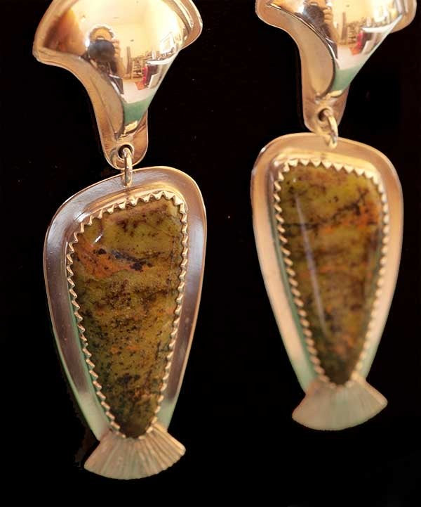 Native American Serpentine Silver Earrings Jewelry Ray Scott A