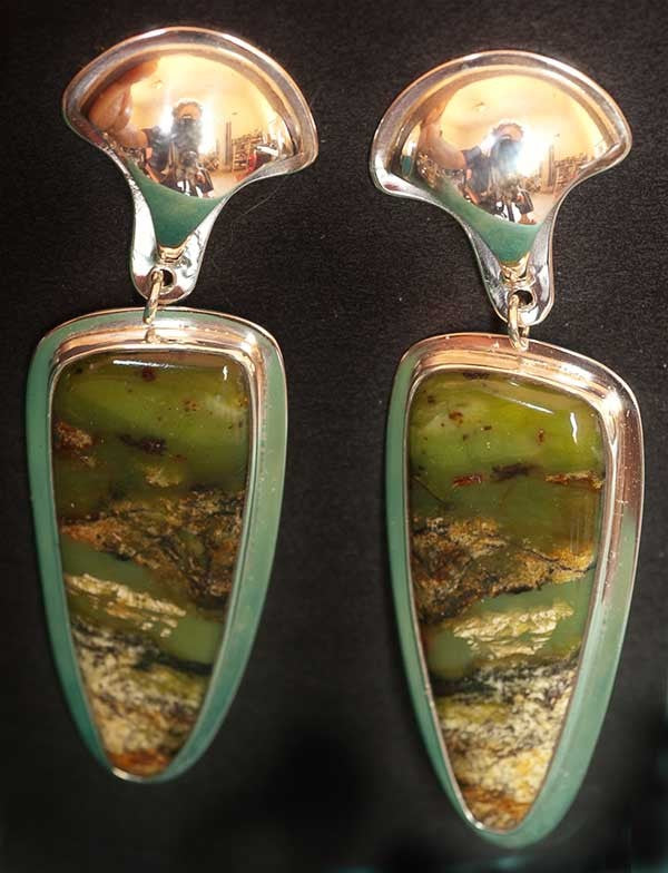 Native American Serpentine Silver Earrings Jewelry Ray Scott B
