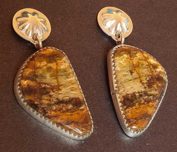 Native American Serpentine Silver Earrings Jewelry Ray Scott F