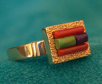 James Little Sugalite Coral 14k Gold Ring Jewelry