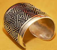 Hopi Overlay Maze Bracelet by Watson Honanie