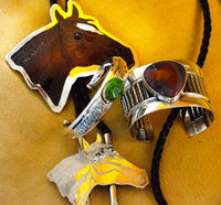 Silver Southwest Bracelet handmade by Al Joe with large Australian Jasper Gemstone