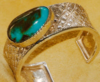 Sam LaFontain - Silver Bracelet with Blue Gem Turquoise