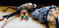Silver Spur Bolo Tie w Large Turquoise Gem handmade by Lonn Parker, Navajo