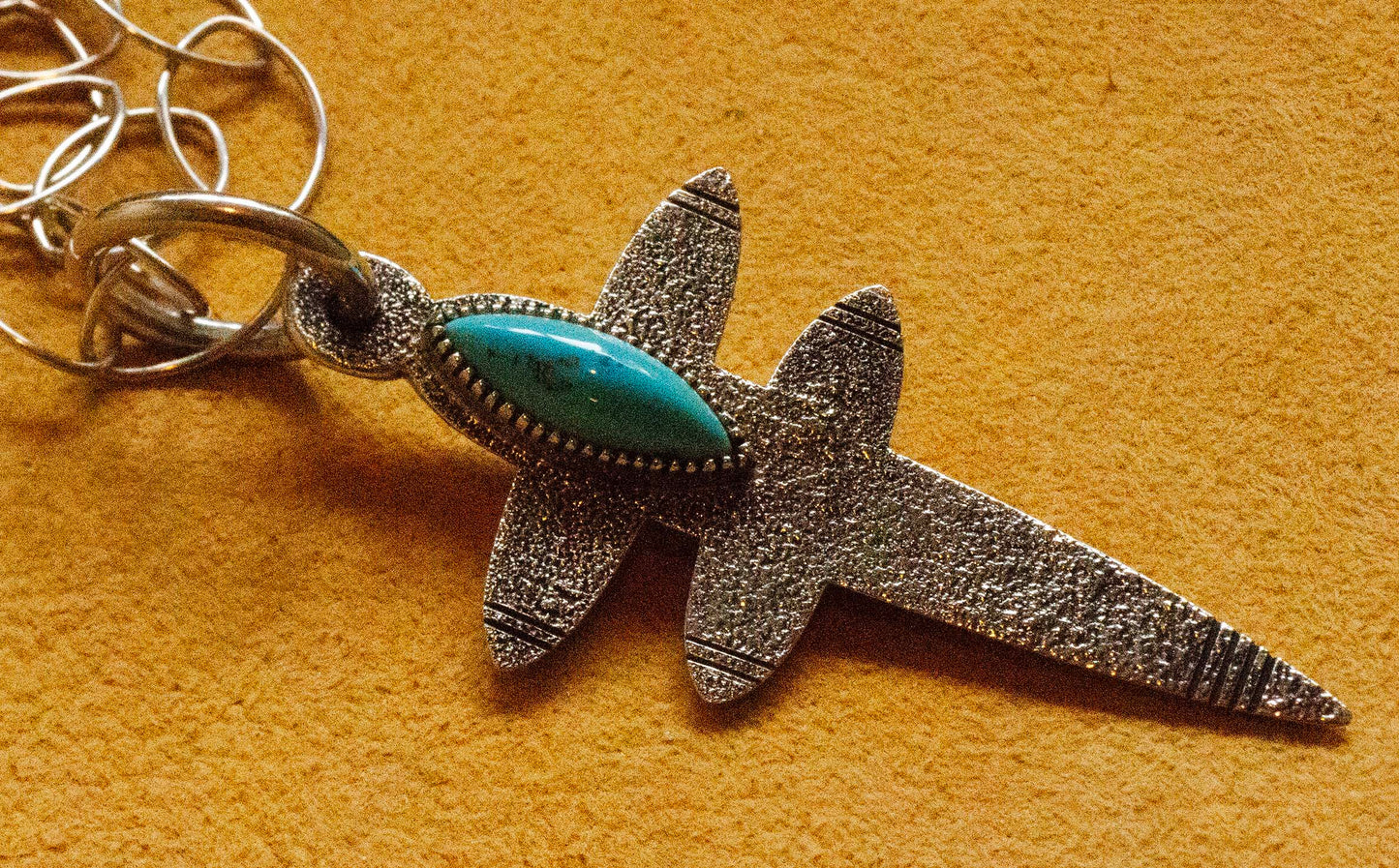 Harrison Jim, Silver and Turquoise Dragonfly / Pueblo Cross Pendant