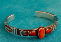 Native American Silver and Shell Cuff Bracelet Jewelry B Norman Byia