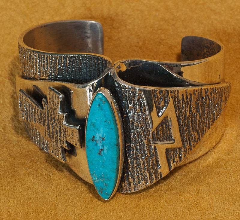 Aaron Anderson Silver Turquoise Cross Bracelet