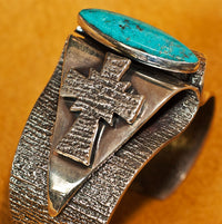 Aaron Anderson Silver Turquoise Cross Bracelet