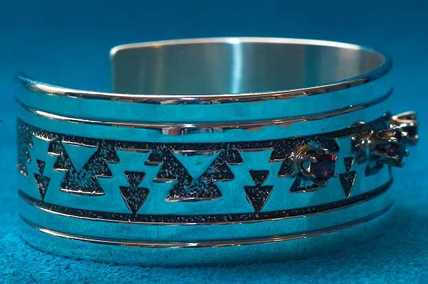 Native American Garnet Bracelet Jewelry by Richard Tsosie