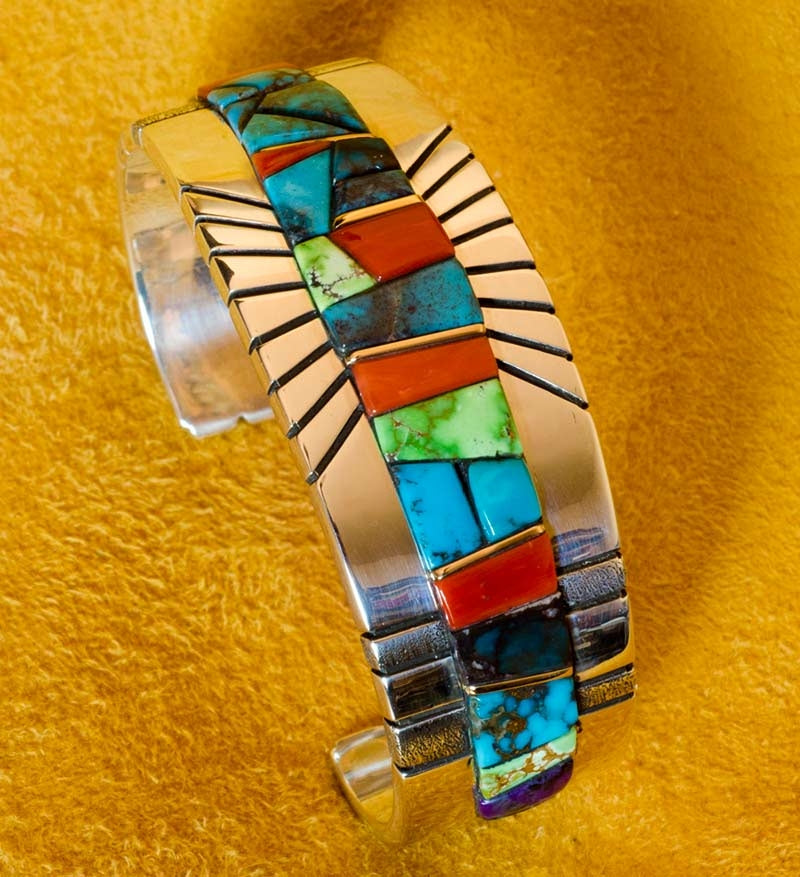 Wes Willie Silver Gold and Turquoise Bracelet