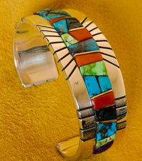 Wes Willie Silver Gold and Turquoise Bracelet