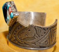 Richard Tsosie Horse Design Silver and Gemstone Bracelet