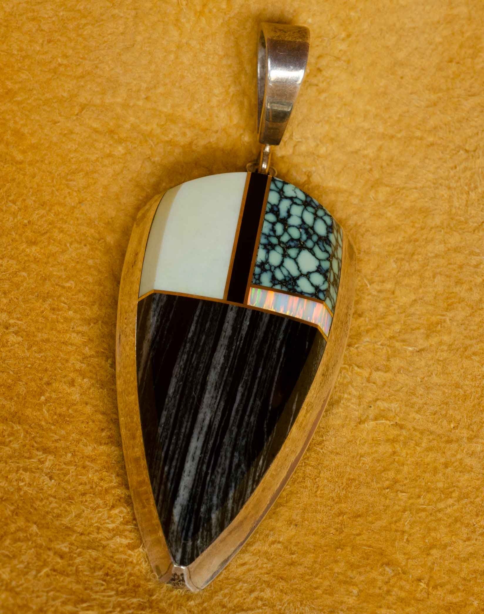 Duane Maktima - New Lander Pendant on Yazzie Silver Beads