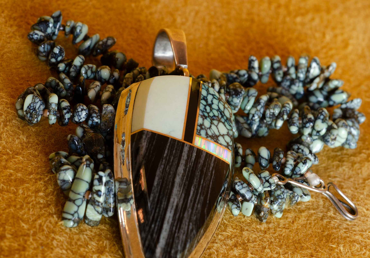 Duane Maktima - New Lander Pendant on Yazzie Silver Beads
