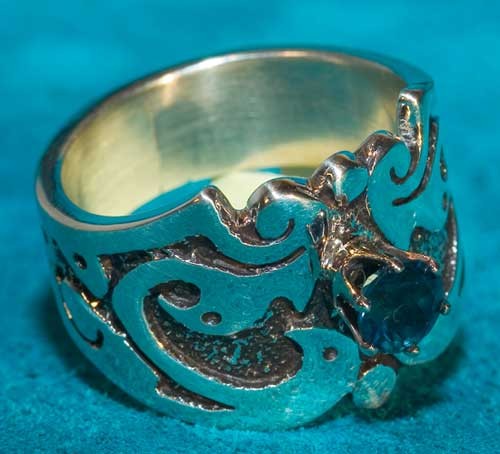 Native American Topaz Silver Ring Jewelry by Richard Tsosie