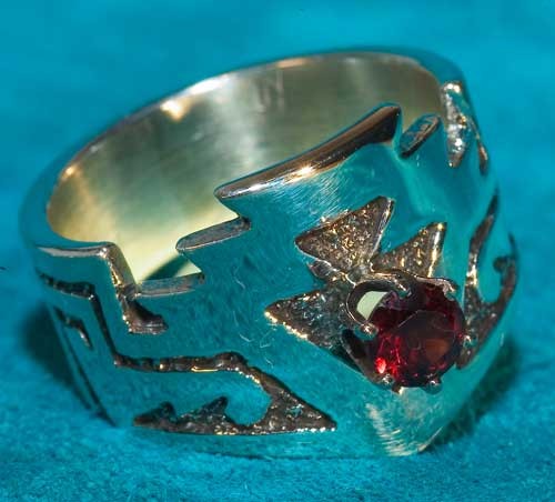 Native American Garnet Ring jewelry by Richard Tsosie