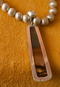 Ray Scott Silver Bead Necklace with Jasper Pendant
