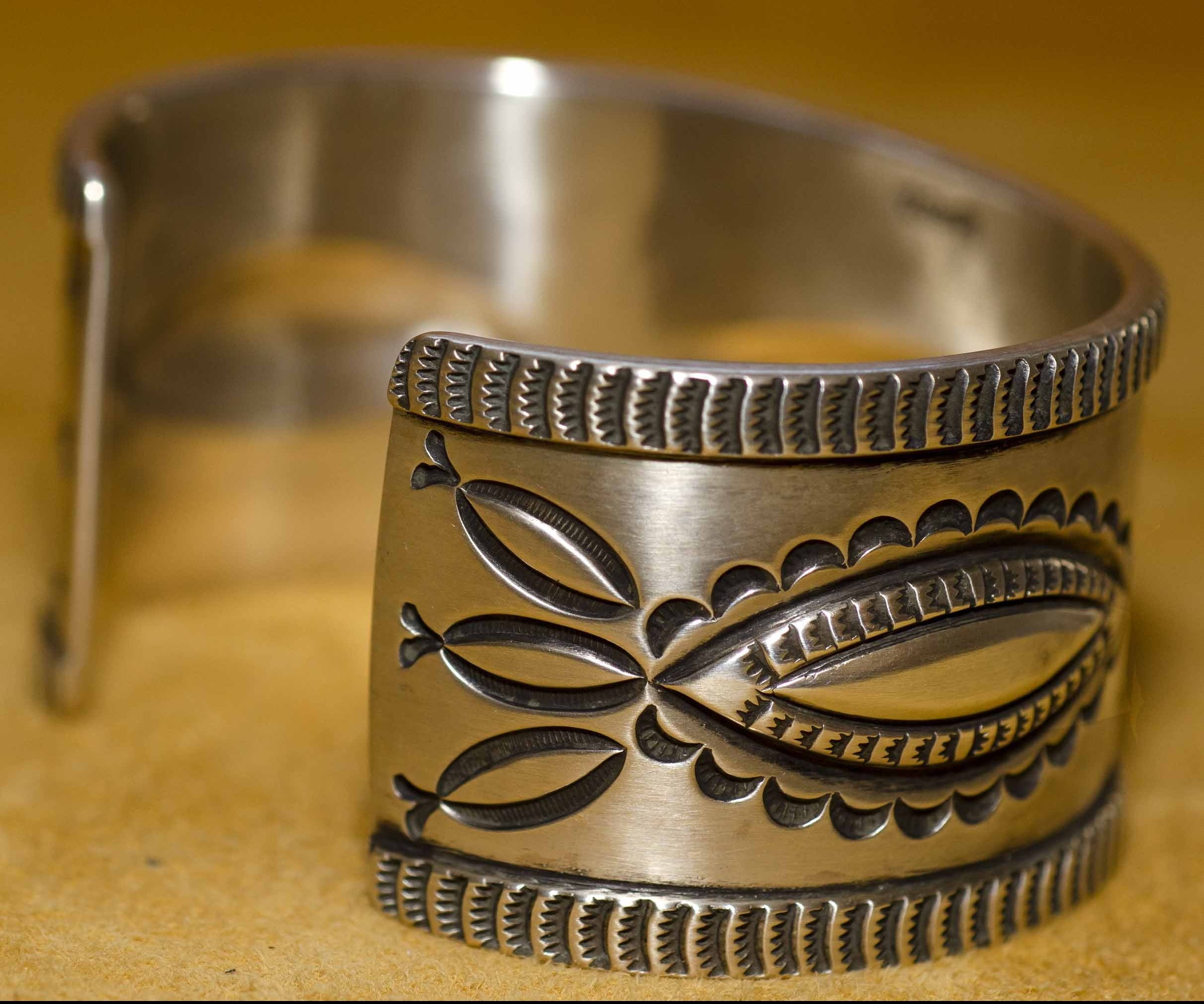 Thomas Curtis Vintage Native American Silver Handmade Cuff Bracelet