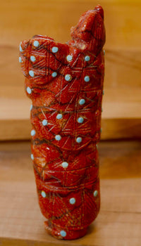 Coral Zuni Corn Maiden Carving