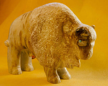 Herbert Him White Buffalo Zuni Fetish Carving Sculpture