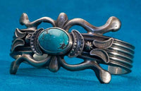 turquoise Native american Silver Bracelet jewelry Lonnie Parker